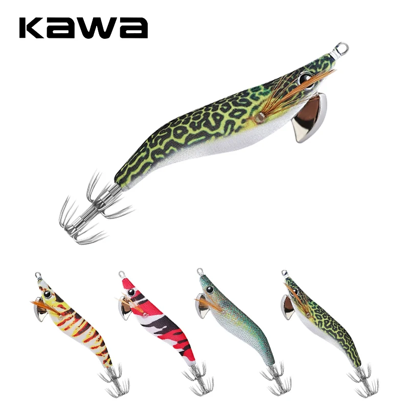 

Kawa Wood Shrimp Squid Lure 30g 130mmFishing Squid Hook Eging Fishing Artificial Baits For Fishing Squid Octopus Culterfis
