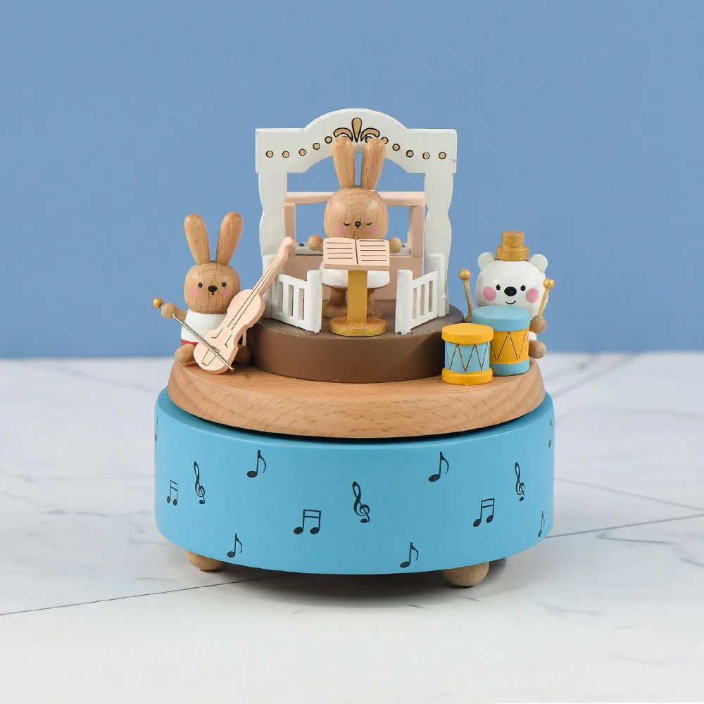 

OEM ODM Wonderful Gifts Custom Logo Rotating Animal Wooden Music Box For Present