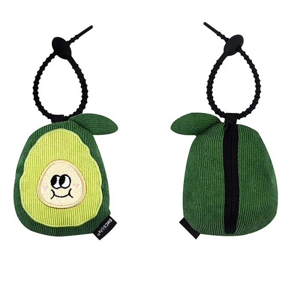 Cartoon Pendant with Shopping Bag Multi-functional Corduroy Eco-friendly Folding Pouch Avocado Polyester Fruit Key Ring