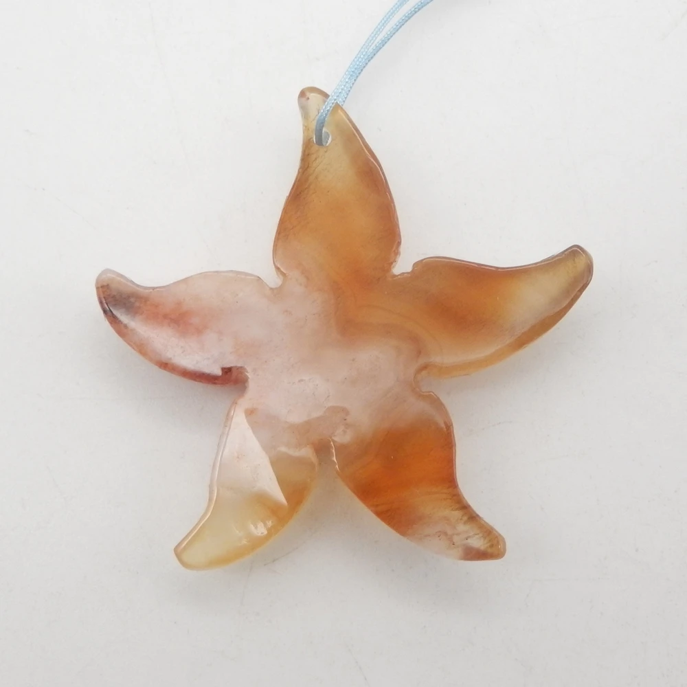 Fashion Carving Starfish Natural Cherry Agate Pendant Necklace For Jewelry Making Charm Gift Accessories Good Quality