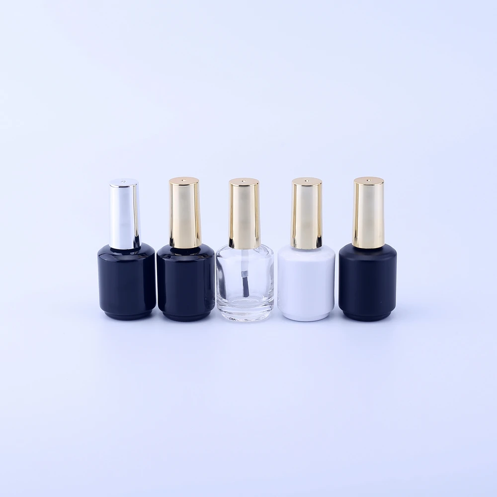 10pcs 15ml Empty Black Nail Polish Bottle &Small Brush Nail Art Container Glass Nail Oil Bottles Garrafa