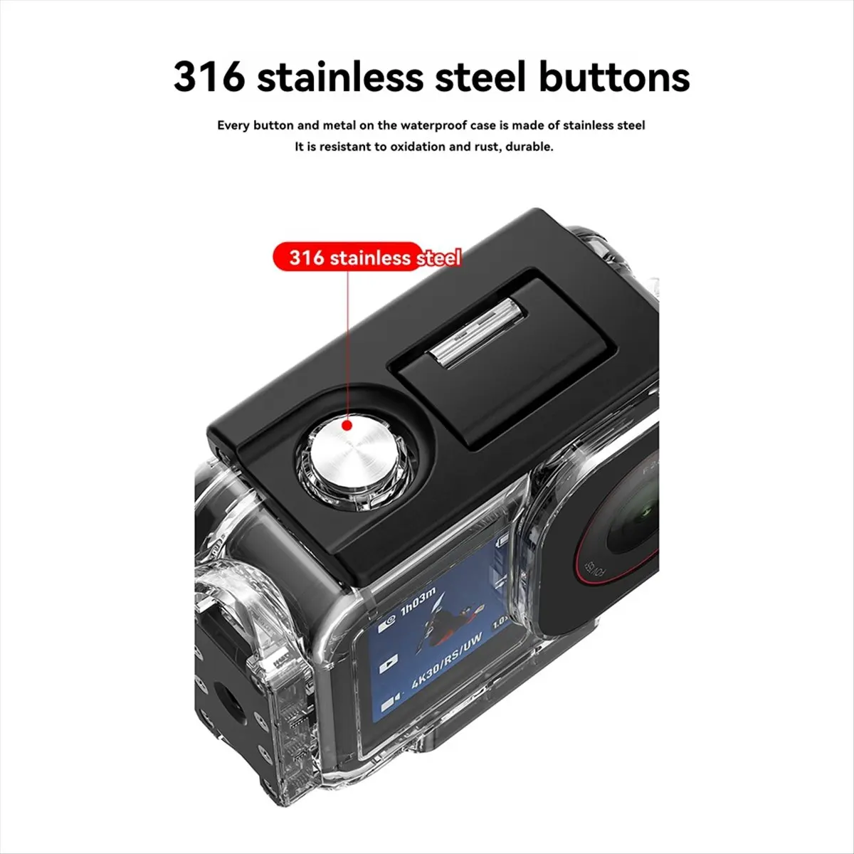 A99X For Action 5pro/4/3 Waterproof Housing, Diving Housing, Lens Cover Accessories 60m Protective Housing, Sports Camera