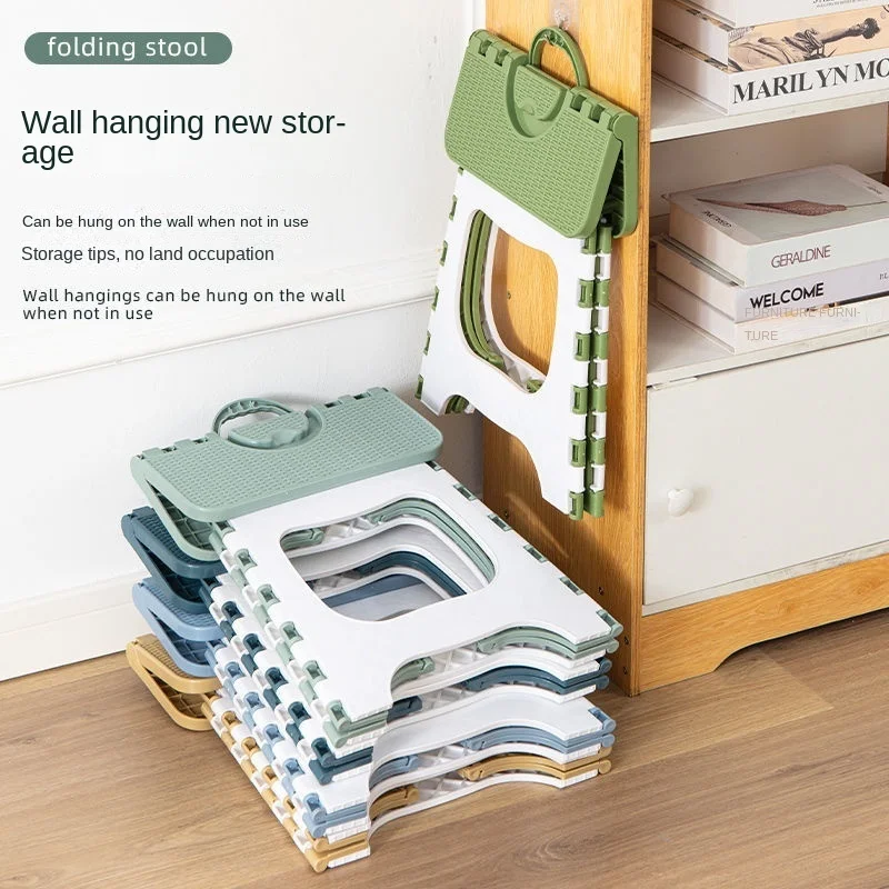 Taburete de muebles plegable de plástico grueso, Mini silla portátil para exteriores para niños y adultos, banco, tren, Maza, cambio de zapatos, taburete de pesca