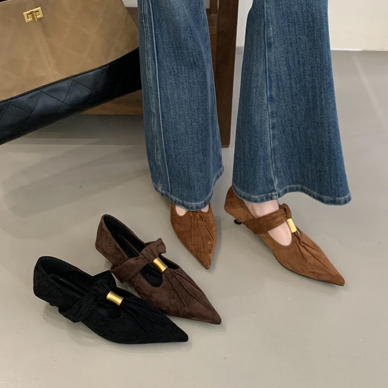 

SUOJIALUN 2025 Autumn New Brand Women Pumps Shoes Fashion Pointed Toe Shallow Boat Shoes Ladies Elegant Thin Low Heel Single Sh
