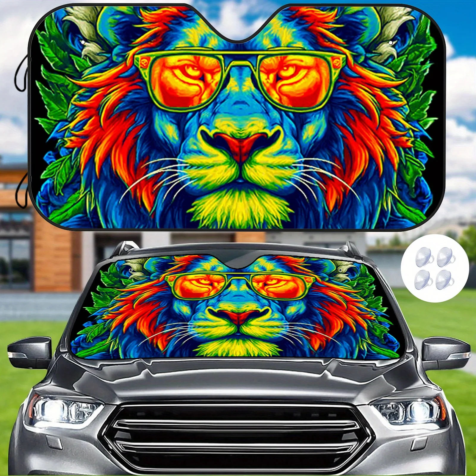 Interior Design Illustrated - Trendy Glasses Car Sunshade, Featuring Unique