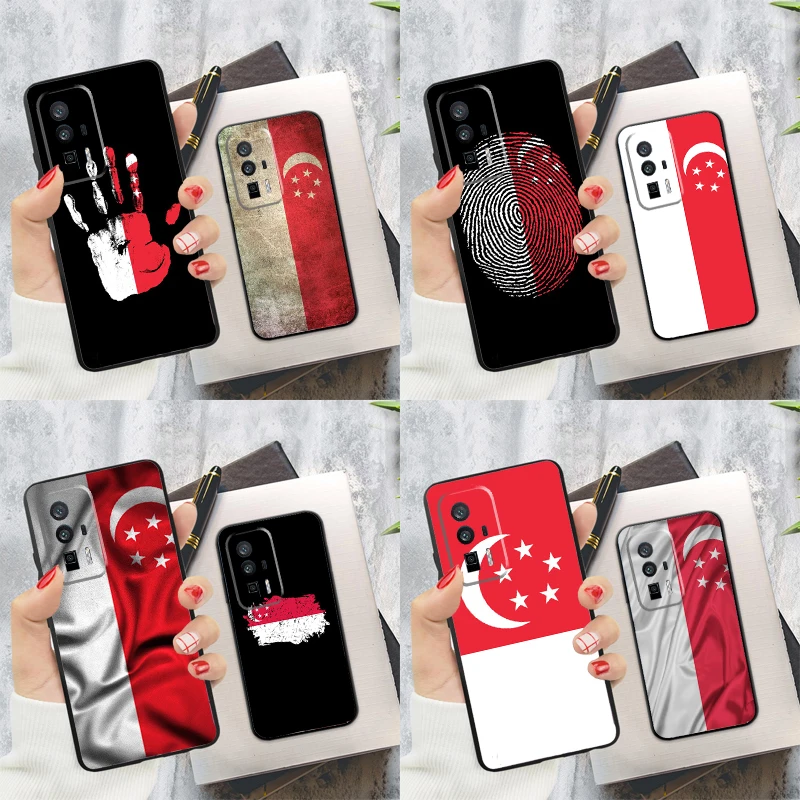 Singapore Flag Case For Xiaomi 14T 11T 12T 13T Pro 13 14 Ultra POCO X6 Pro M6 X3 X5 M5s F3 F5 F6 Cover