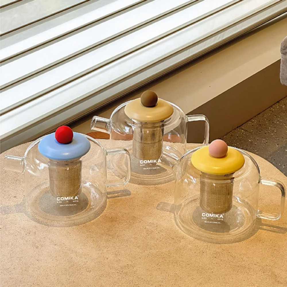 1000ML Glass Teapot with Infuser Stovetop Safe Tea Kettle for Blooming And Loose Leaf Tea Beautiful Tea Maker Set