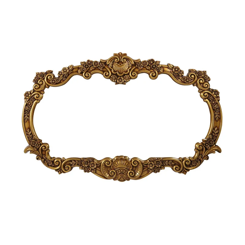 Carved European bathroom mirror household living room wall hanging porch decorative mirror luxury double basin dressing mirror
