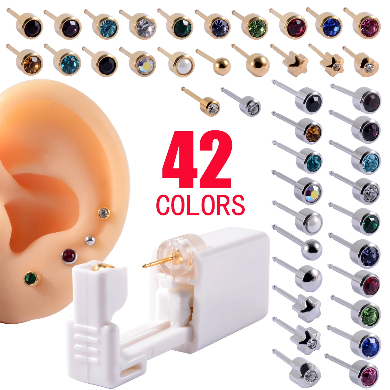 1PC Sterlised Disposable Ear Piercing Unit Cartilage Tragus Helix Gun NO PAIN Piercer Device Tool Machine Kit Stud