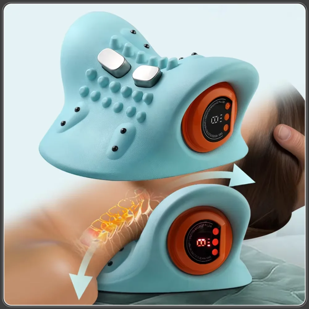 Electric Neck Stretcher Ems Pulse Cervical Traction Relax Smart Cervical Chiropractic Traction Pillow Vibration Massage Machine