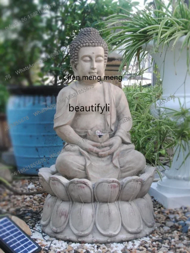 ss7486 new styleFortune as Endless as Flowing Water Buddha Ornament Hallway Resin Japanese Style Garden Gift Floor Water Landsca