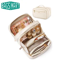 BAGSMART Travel Makeupbag Large-capacity Cosmetic Bag Multi-compartment Makeup Storage Case Waterproof Toiletry Bag for Toiletri