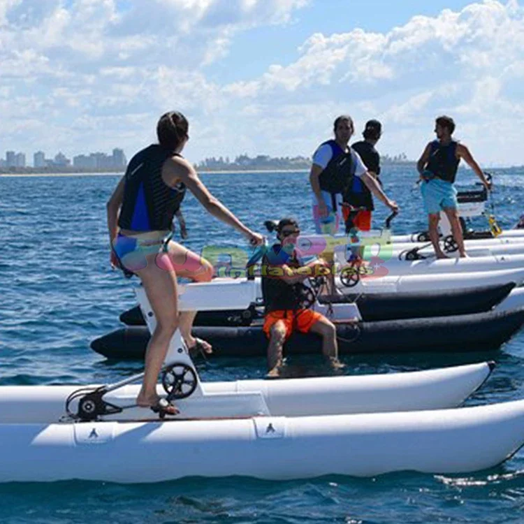 

Floating single person inflatable sup board water bike pedal portable banana water bicycle aqua bike for water sports boats