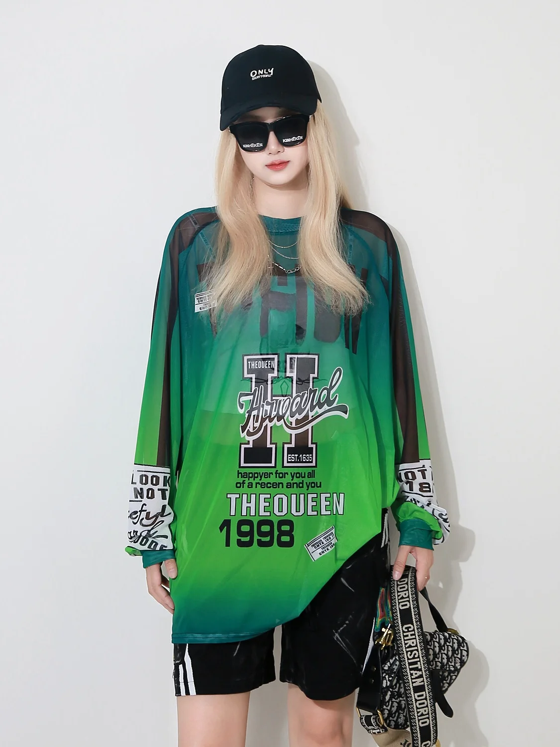 

New 2025 Women's Long Sve T-irt Ice Silk Me Loose Thin Summer Sun Protection round Ne Printed Top Trendy Casual Wear