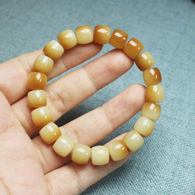 Soft to the touch charcoal-burned milk coffee color Bodhi root bracelet, straight cut style, unisex cultural and collectible pra
