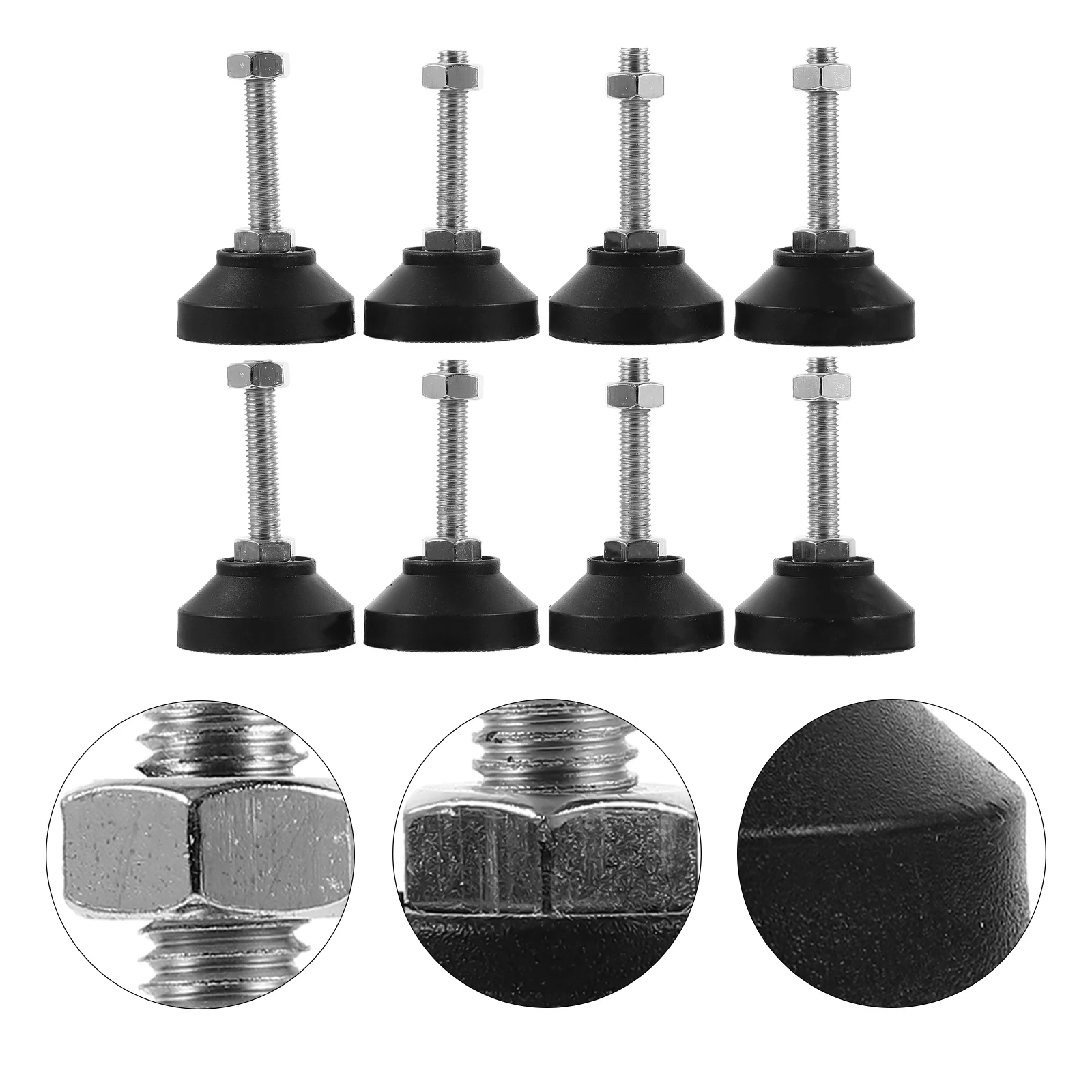 

8 Pcs M10 50mm Nylon Fixed Foot Cups Adjustable Levelers Heavy Duty Carbon Steel Threaded Legs Furniture Stabilizers