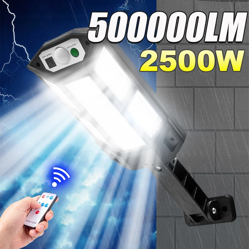 

Солнечные фонари для улицы, 500000 лм, солнечный индукционный настенный светильник, дистанционное управление, солнечный свет, 3 режима, IP65, водонепроницаемая солнечная лампа для сада