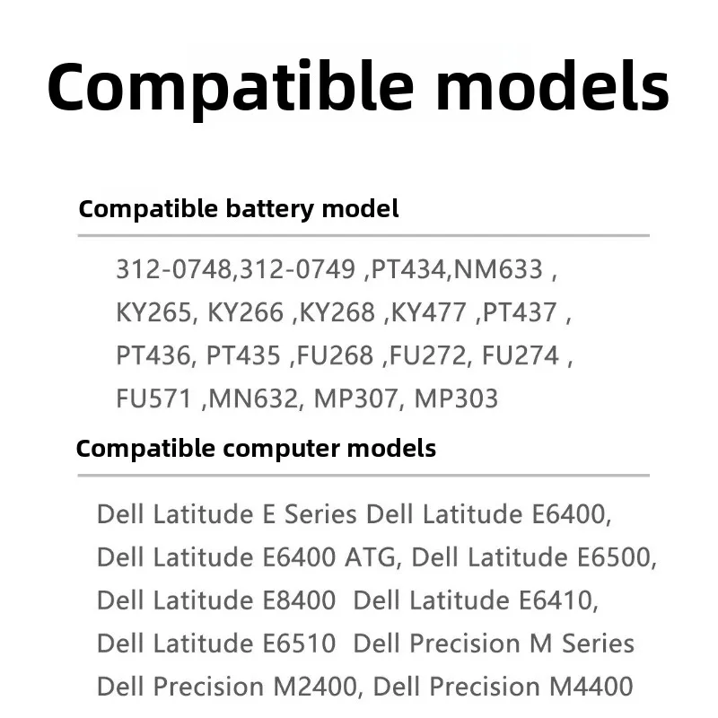 For Dell Latitude E6410 E6510 E6400 E6500 E8400 PT434 W1193 Laptop Battery High Capacity Battery  Replacement Batteries