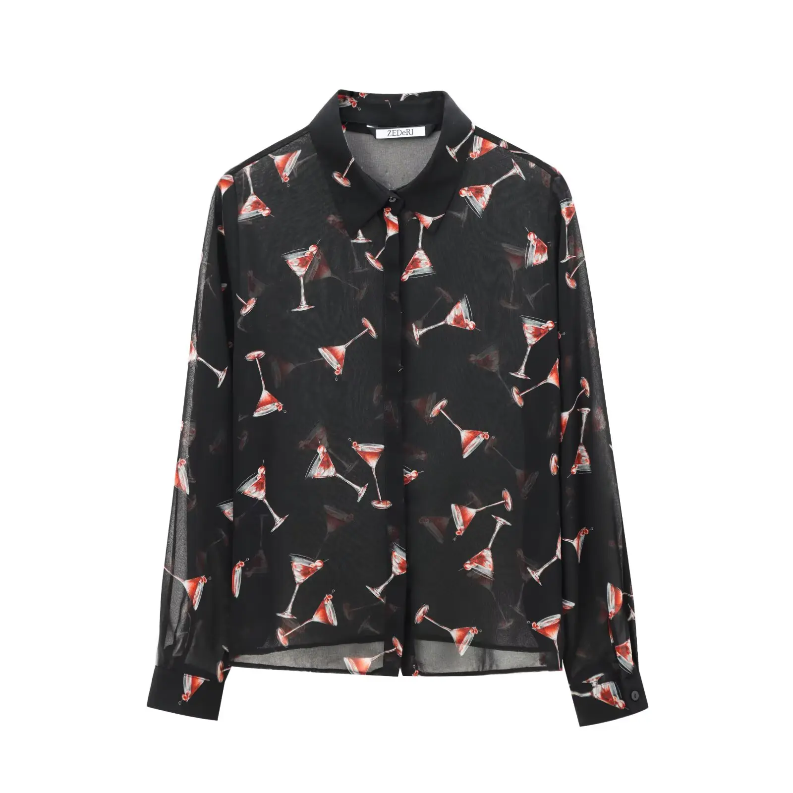 

Rindu TRAF 2025: женская полупрозрачная рубашка с принтом, верхние рубашки и блузки, одежда, одежда, распродажа с длинными рукавами, элегантная блузка, роскошная