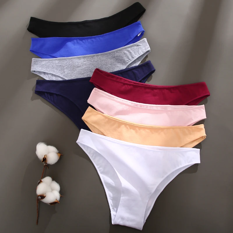 FINETOO M-2XL Soft Cotton Women\'s Panties Female Underwear Sexy Briefs Lingerie Smooth Comfortable Underpants Solid Color Pantys