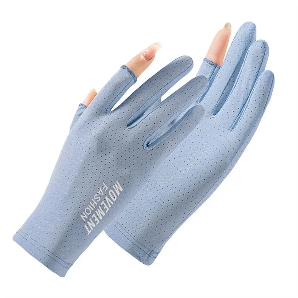 Thin Sunscreen Gloves Fashion Ice Silk Slip Resistant Sun Protection Gloves Elastic Anti-UV Mittens Summer Spring