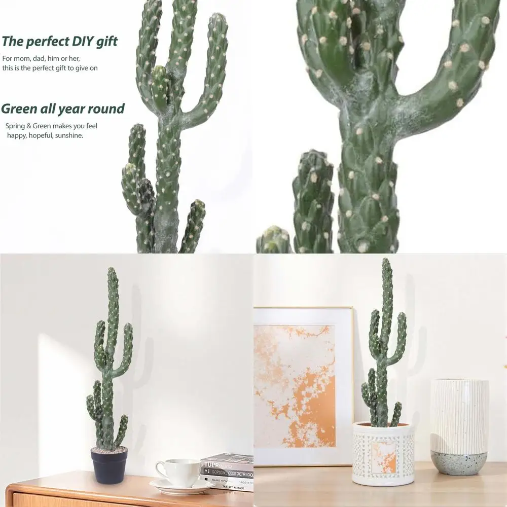 

34-Inch Saguaro-Style Artificial Cactus for Indoor or Outdoor Home and Office Decor