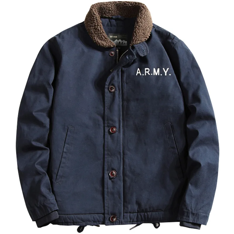 Winter N1 Cotton-padded Men's Jacket, Vintage Lamb Fleece Mans Pilot Jacket With Turn-down Collar, Durable Thermal Jackets
