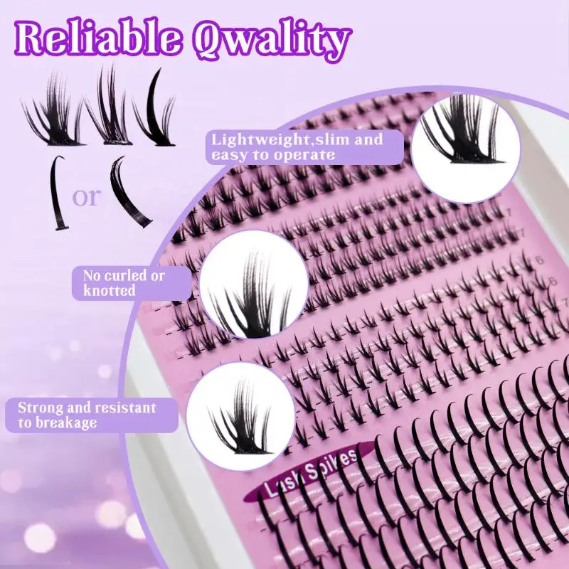 16Rows Bottom Lashes(6-7mm) And Spikes(15-21mm) Mix DIY Eyelash Extension Wispy Individual Lash Spikes Clusters DIY Lashes Tools