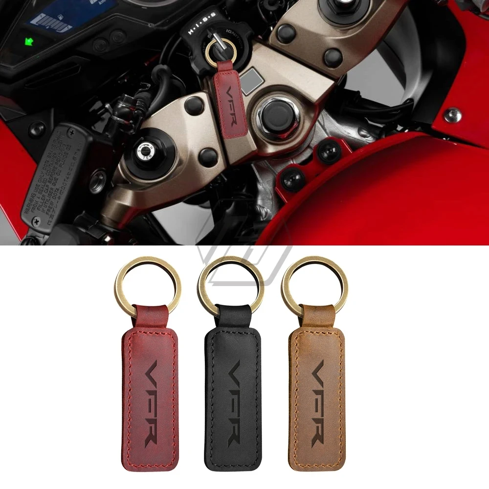 For Yamaha VFR 750 800 1200 Models Motorcycle Keychain Cowhide Key Ring