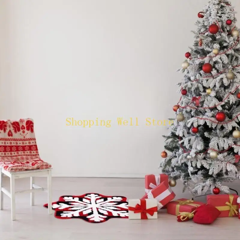 KX4B حمام حصيرة عيد الميلاد ندفة الثلج شكل بُساط حمام مع امتصاص قوي زلة مقاومة وسادة أرضية تماما الحفاظ على الأرض جافة #4