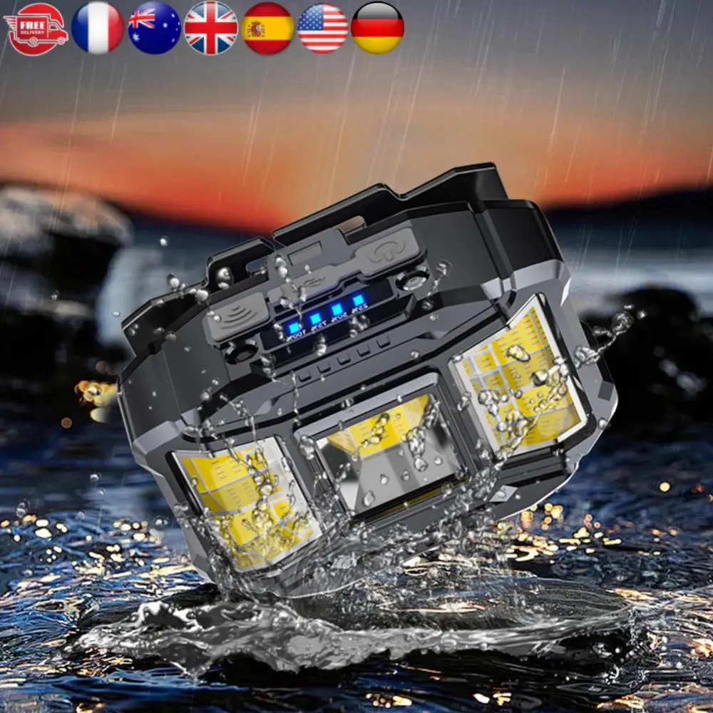 

COB светодиодный сильный свет, датчик движения фар, индукционный налобный фонарь, мощный фонарь для ночной рыбалки на открытом воздухе