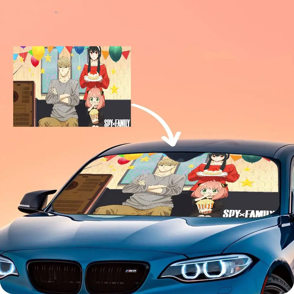 Kawaii Anime Spy X Family Personalized Windshield Sunshade Car Cover Sun Shade Auto Sun Visor Car-covers Car Solar Protection