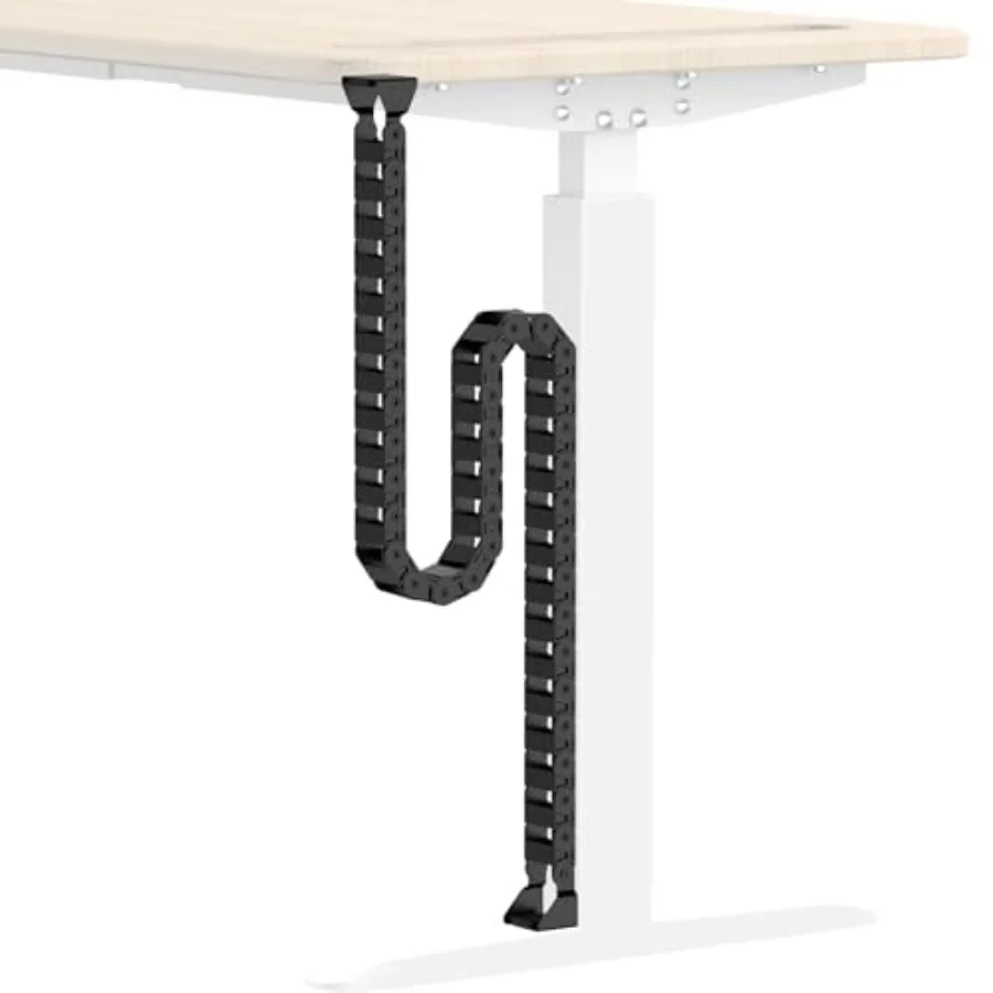 

Under Desk Cable Management Spine for Standing Desks Flexible PA66 Nylon Vertebrae Cord Organizer with Magnetic Mount, Black, A