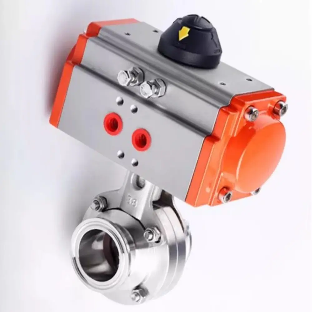 Clamp Φ102Φ108mm OD119mm Sanitary Horizontal Clamp Chuck Butterfly Valve,SS304 Pneumatic Quick Release Butterfly Valve AT75