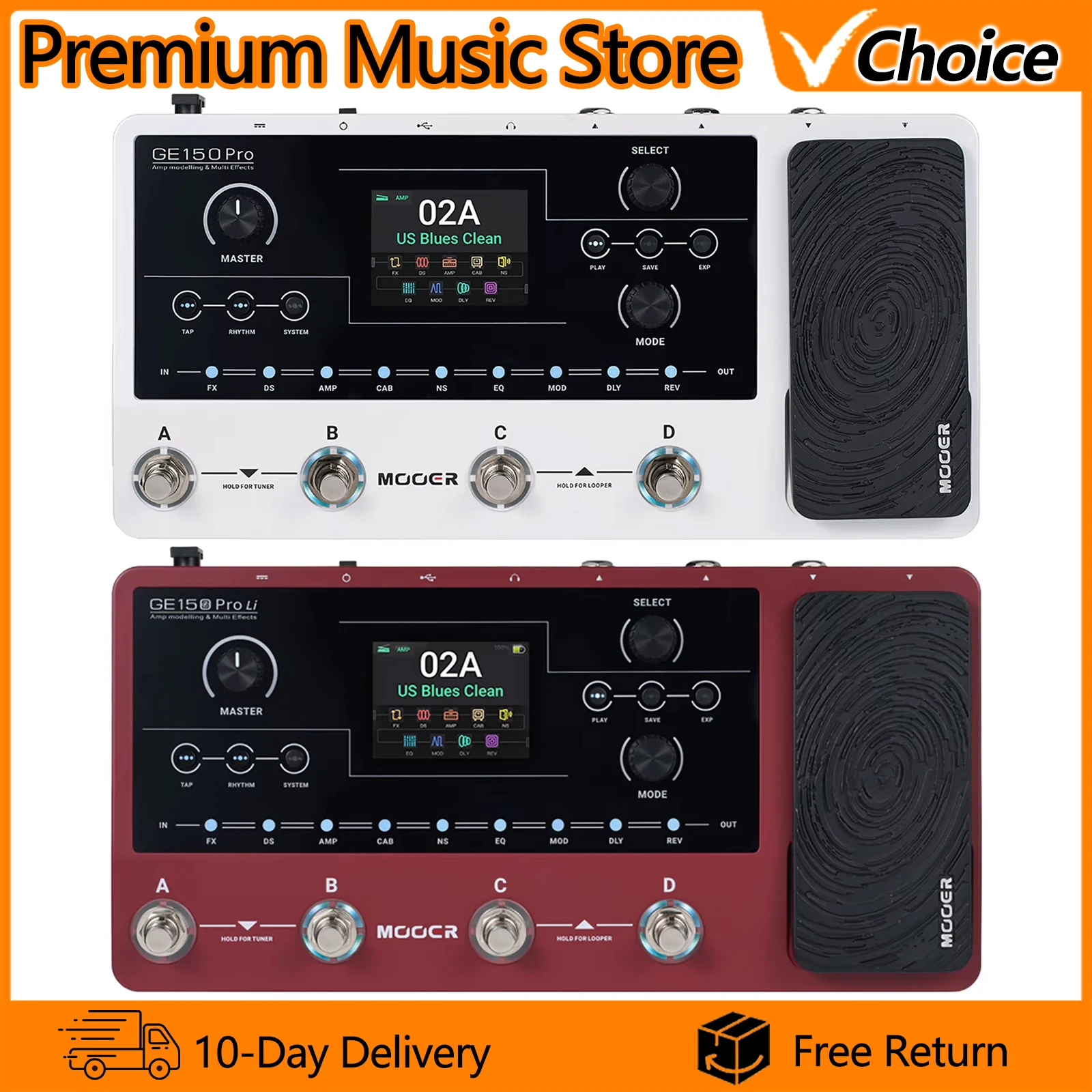 MOOER Multi Effects Guitar Pedal GE150 Pro/Pro Li Guitar Amp