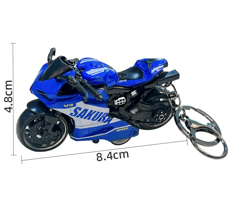 Lega creativa tirare indietro auto moto portachiavi ciondolo divertente antistress giocattolo per studenti ciondolo borsa per moto cool regalo per bambini