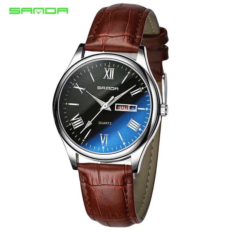 SANDA-reloj deportivo de lujo para hombre, cronógrafo de cuarzo, de goma, automático, resistente al agua, militar, informal, para exteriores, a