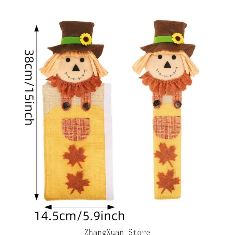 Thanksgiving Home Decors Polyester Scarecrow Fridge Handle Cover 3Pieces Set 3XUF – Detail 6