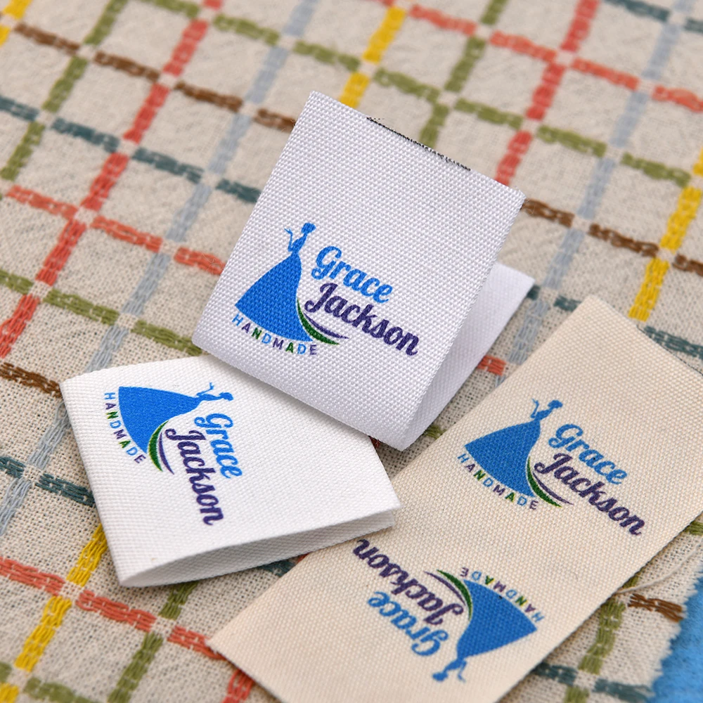 

30X70mm Plain Cloth，Custom Sewing label, Logo or Text fold Tags, Personalized Brand , Printing Labels, Sew on Label