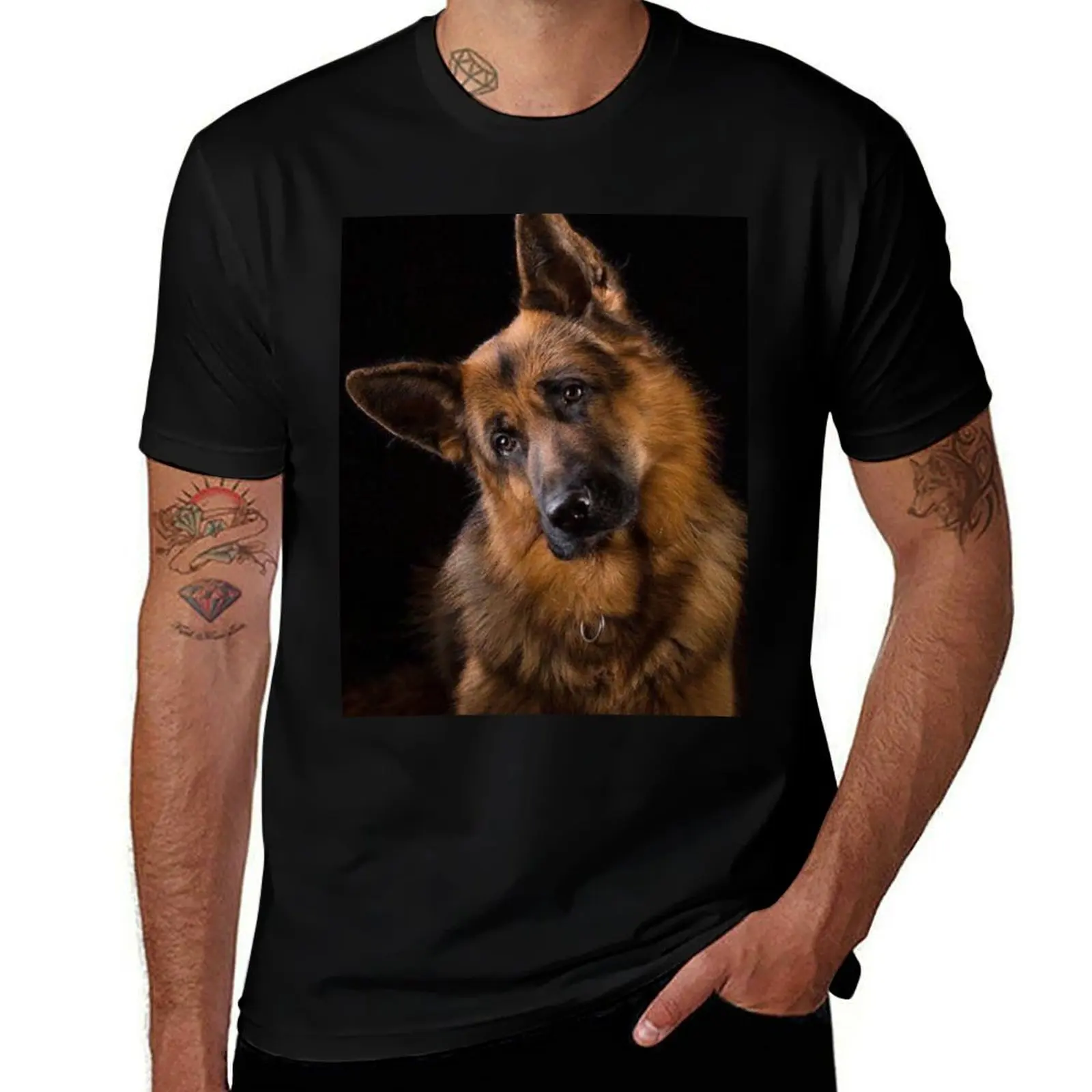 German Shepherd Dog Art T-Shirt Work Utility Short Sleeve Shirt