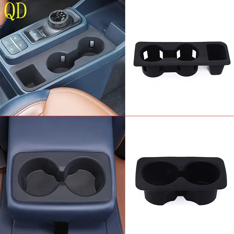 

For Ford Maverick 2022-2024 Silicone Black Car Central Control Water Cup Cover Rear Drainage Cup Cover Car Interior Accessories