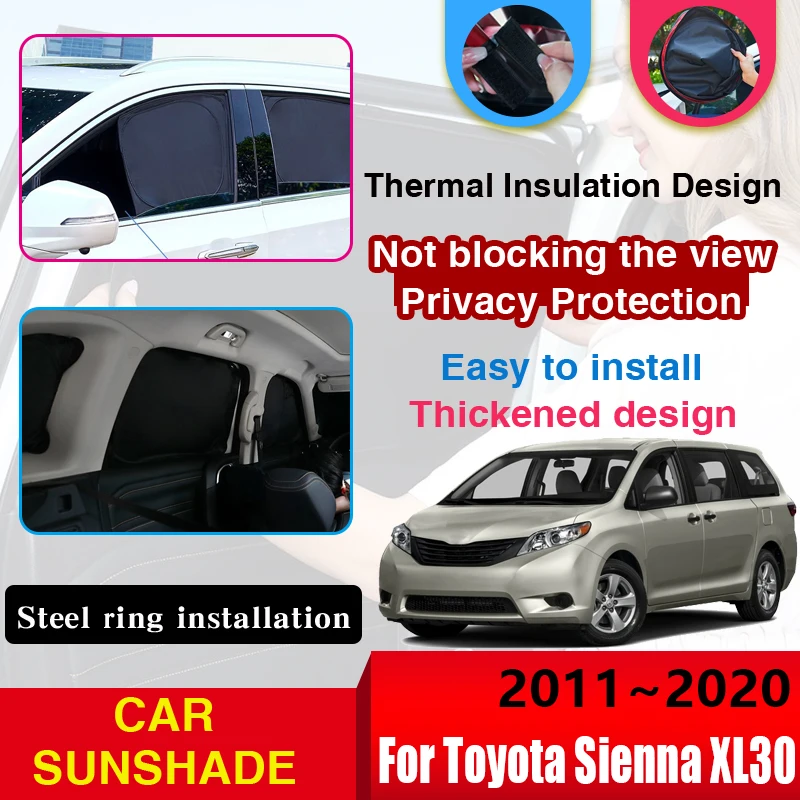 

Anti-UV Full Sun Visor For Toyota Sienna XL30 2011 2012 2013~2020 Car Black Window Windshield Shading Sun Protectors Accessories