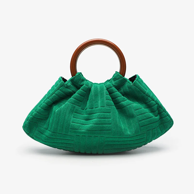 

2026 women's new luxury brand handbag style fashionable pleated towel striped handbag cloud bag dinner bag women