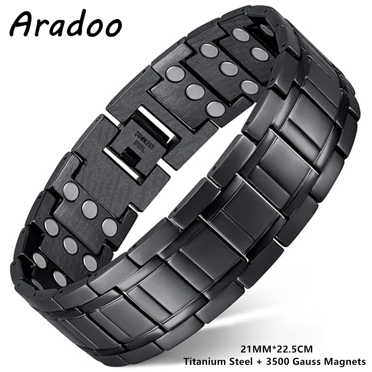 ARADOO Męskie bransoletki ze stali tytanowej Ultra Strenth Magnetyczna bransoletka sportowa z czystej miedzi neodymowej