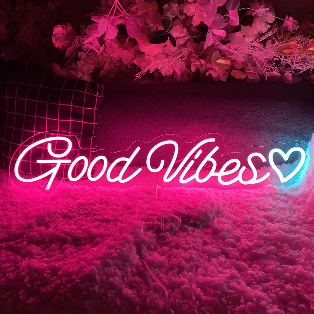 

Good Vibes Neon Led Sign Custom LED Night Lights Sign USB Room Wall Decor Signboard Neon Lamps Wedding Bedroom Decoration