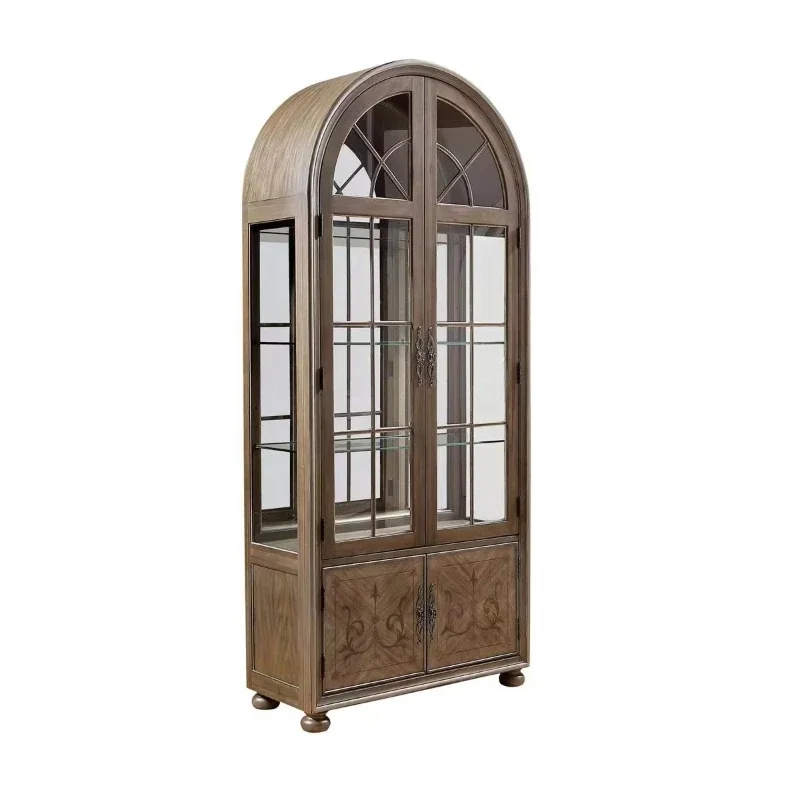 High-quality living room furniture, French solid wood antique bar cabinet bookcase