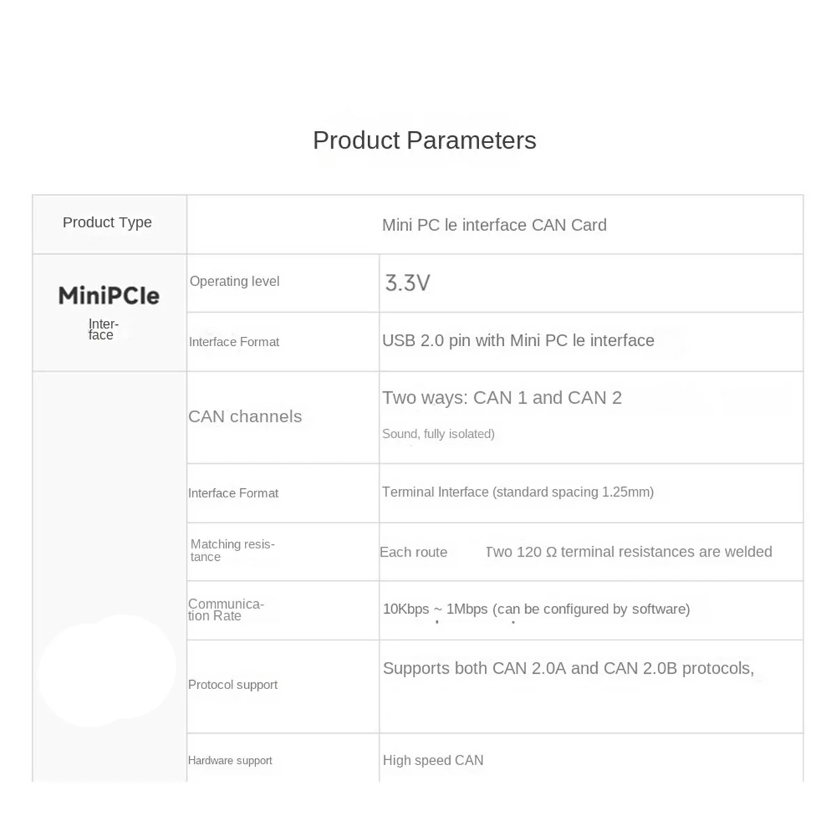 AT87-2CH MiniPCle CAN Adapter Card Multiple CAN Protocols USB to CAN Expansion Board with Decoding Analysis Function