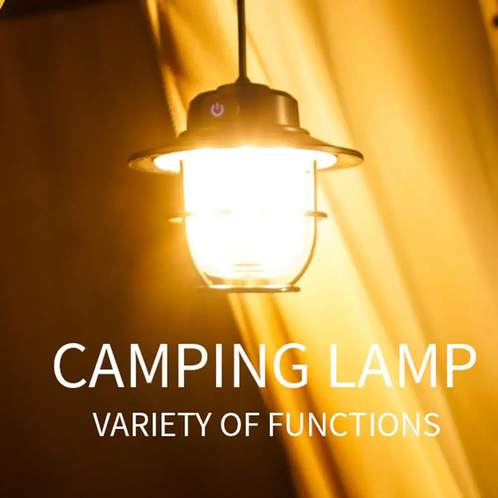 Portable Retro Usb Outdoor Led Camping Light Searchlight Hanging Tent Light Work Lamp With Handle