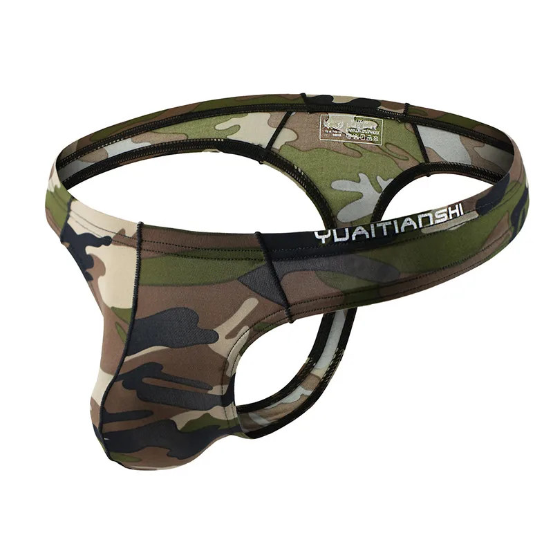 4PCS Sexy Underwear Men Briefs Camouflage Sexy Underwear Nylon Underpants Bikini Briefs Printed Panties Male Backless