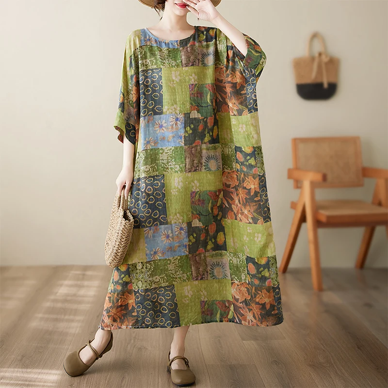 

Новая летняя женская хлопково-льняная юбка большого размера с круглым принтом Ne Svel Dr, свободная посадка, тонкая юбка средней длины